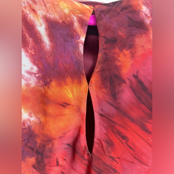 NWT ASOS Designs Orange Watercolor Ombré Flare Sleeve Keyhole Chiffon Dress 12 - Picture 2 of 9